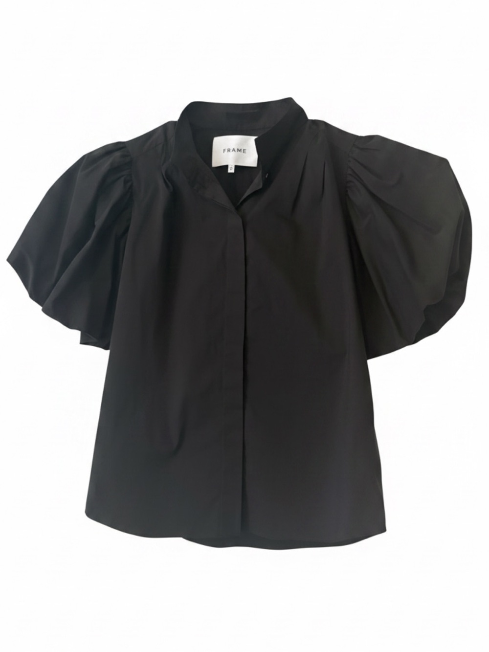 Frame Denim Black Puff Sleeve Blouse